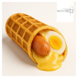 แซนวิชวาฟเฟิลโรลไส้กรอกบาร์บีคิว