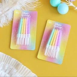 เทียนวันเกิดแบบสั้น สีรวมพาสเทล