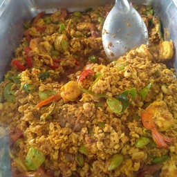 ผัดสะตอไก่ + กุ้ง