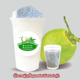 มะพร้าวปั่นนมสดเม็ดแมงลัก