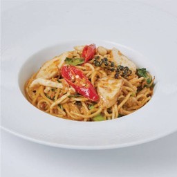 สปาเก็ตตี้ขี้เมาเห็ด Stir fried spicy spaghetti with mushroom