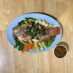 ปลาทับทิมนึ่งแจ่ว.