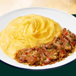 ข้าวไข่ลาวาขาหมูคั่วพริกเกลือ