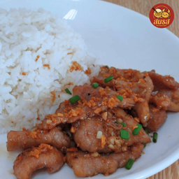 ทอดกระเทียมหมูนุ่ม (ราดข้าว)