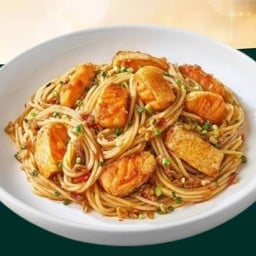 Spaghetti with Salmon Belly and Spicy Salt
