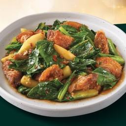 Stir Fried Kale With German Pork Knuckle