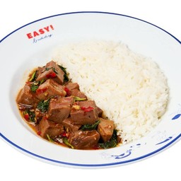 ข้าวราดกะเพราลิ้นวัวเต๋า