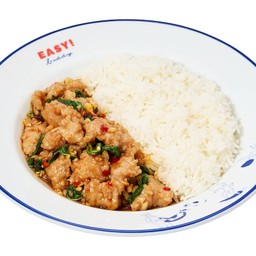 ข้าวราดกะเพราหมูเด้ง