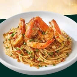 Spaghetti with Stir-Fried Shrimp and Chili Salt