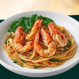 Spaghetti with Shrimp Basil