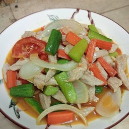 ผัดเปรี้ยวหวาน+ข้าวธรรมดา 2 ถ้วย