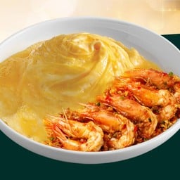 Lava Egg Rice With Roasted Shrimp, Chili And Salt