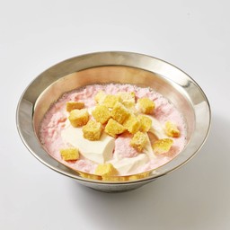 เต้าฮวยพานาคอตต้า สเลอปี้นมชมพู ปังเนยกรอบ