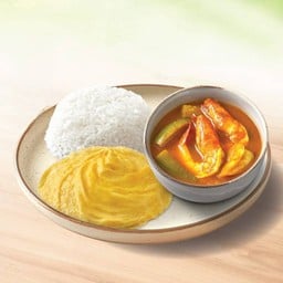 ข้าวไข่ลาวา แกงเหลืองกุ้งสด