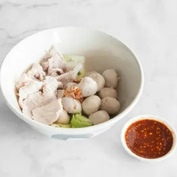 ลวกจิ้ม ลูกชิ้นหมู + เนื้อหมู(เล็ก)