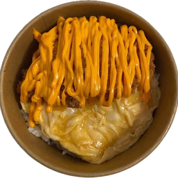 ข้าวไก่ทอด ราดชีส+ไข่ข้น(ใส่ไข่2ฟอง)