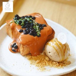 T2:BUBBLE THAI TEAโทสต์ชาไทยไข่มุก(ดิลิเวอร์รี่ไม่ม่ไอศกรีม