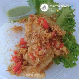 ข้าว + ปลาคั่วพริกเกลือ | ไม่ใส่ผงชูรส