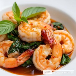 กระเพรากุ้งเป็นกับข้าว