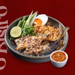 Spicy Thai Mackerel Paste Fried Rice with Crispy Mackerel