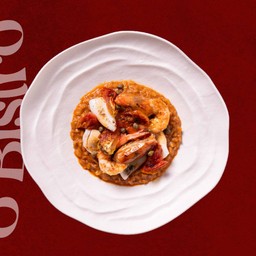 Risotto with Bisque Sauce and Grilled Mixed Seafood