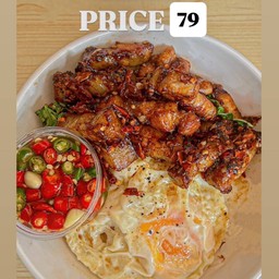 ข้าวหน้ากะเพรา หมู3ชั้น