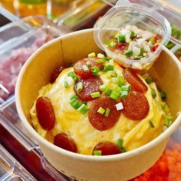 ข้าวไข่ข้นกุนเชียง ( ใช้ไข่ออแกนิก ทุกเมนูจะได้ไข่2ฟองนะคะ )