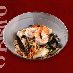 Spaghetti with Spicy Thai Herbs and Seafood