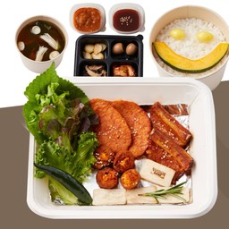 ชุดทรีซัมทเวจีโกกี+คัลบี+มักชังย่างซอสเกาหลี (หมูสันนอก,ซี่โครงหมู,ไส้หมู)