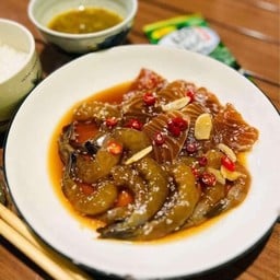 เซ็ทกุ้ง+ม่อนดองซีอิ๊วเกาหลี (ฟรียำสาหร่ายและไข่กุ้ง)