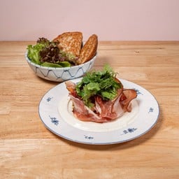 Labneh with hard boiled egg, aged ham