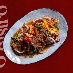 Spicy Grilled Australian Striploin with Grilled Chili Salad