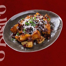 Roasted Potato with Crispy Bacon and Balsamic Sauce