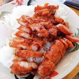 ข้าวหมูทอดติดมัน (พิเศษ+เครื่องเคียง 3 อย่าง)