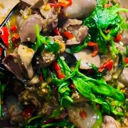 ผัดโหระพาเครื่องในไก่