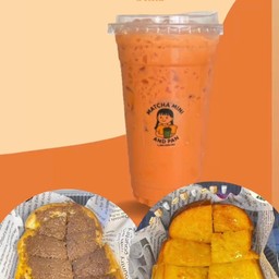 [เซตสุดฮิต] ปังปิ้งเนยนม + ชาไทย + ปังปิ้งนูเทลล่า