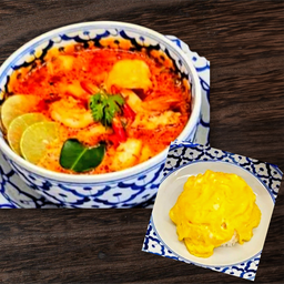 ต้มยำกุ้งน้ำข้น+ข้าว + ไข่ข้น