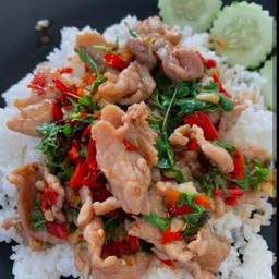 กระเพราหมูชิ้น