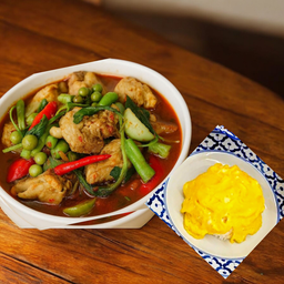 แกงป่าหมู + ข้าว + ไข่ข้น