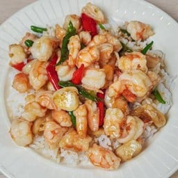 ข้าวกุ้งสับผัดพริกขี้หนูสวน เผ็ดซี๊ดดด หอมพริกสวน