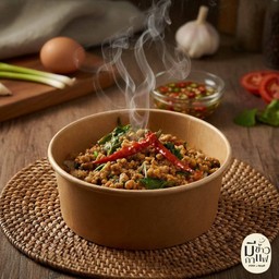 ข้าวกะเพราหมูสับคั่วพริกแห้ง (พริกแห้ง)