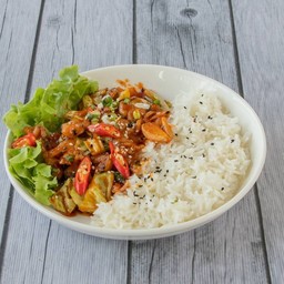 ข้าวหมูเกาหลีเผ็ด