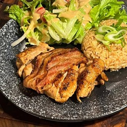 SET02 สเต็กไก่ย่างพันเบคอนพริกไทยดำ  Chicken+Bacon Steak