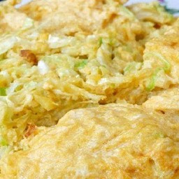 ข้าวหน้าไข่เจียวกะหล่ำปลี+น้ำพริกกะปิ