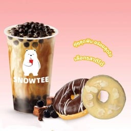 ชานมไข่มุกบราวน์ชูการ์+2โดนัท