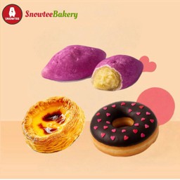 ขนมปังมันม่วง + ทาร์ตไข่ + โดนัท (สุ่มรสชาติ)