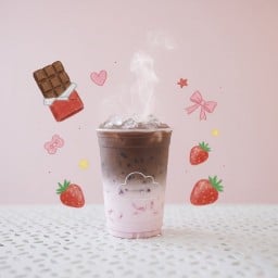 Chocolate Strawberry Latte ช็อกโกแลต สตรอว์เบอร์รี่ นมสด