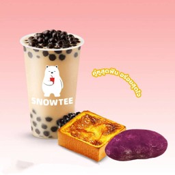 ชานมไข่มุก+ขนมปังชีสโทสต์+ขนมปังมันม่วง