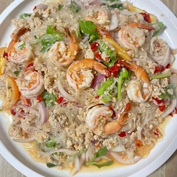 ยำวุ้นเส้นหมูสับ+กุ้ง