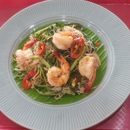 หมี่กระเฉดผัดกุ้ง